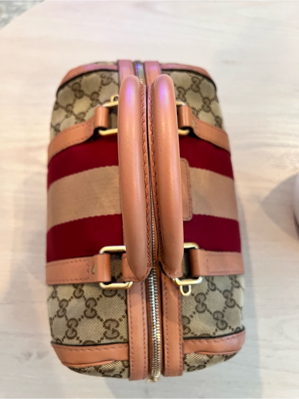 Gucci GG Canvas Boston Bag ❤️ Authenticated + Chain Strap + Dust Bag - Picture 12 of 16